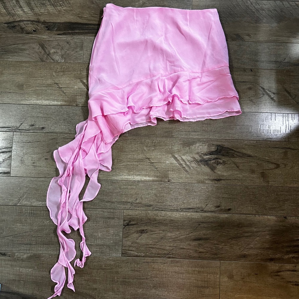 Y2K Style Miss Circle New York Pink Asymmetrical Jellyfish Ruffle Mini Skirt S